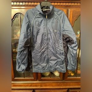 Vintage Reebok Jacket Men LARGE Navy Windbreaker Track Suit Warm Up Jacket Y2K